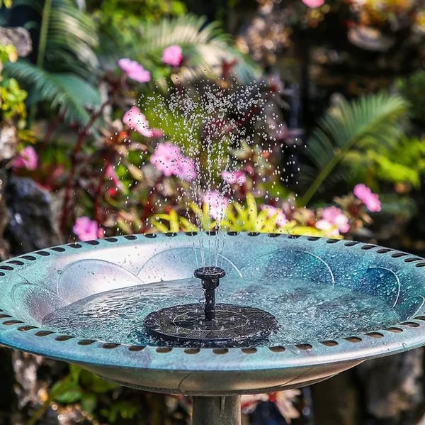 🎁Solar Fountain, Solar Powered Bird Bath Fountain Pump with 4 Nozzles 1.4W Solar Panel Kit Water Pump, Outdoor Watering Submersible Pump for Pond, Pool, Garden, Fish Tank